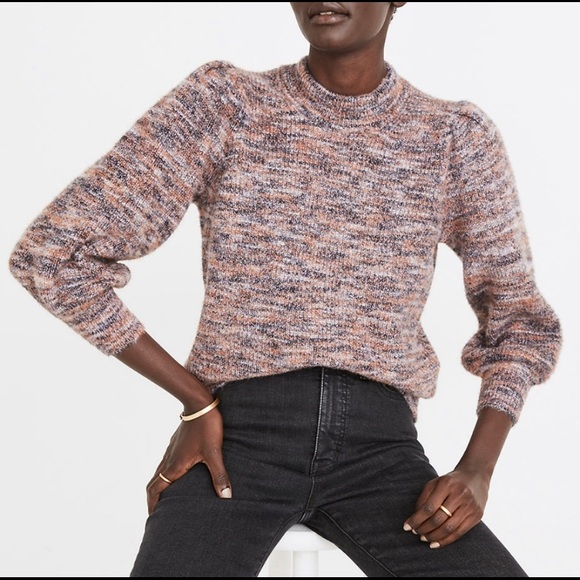 EUC Madewell Space dyed Eaton puff sleeve sweater, L - Picture 5 of 8